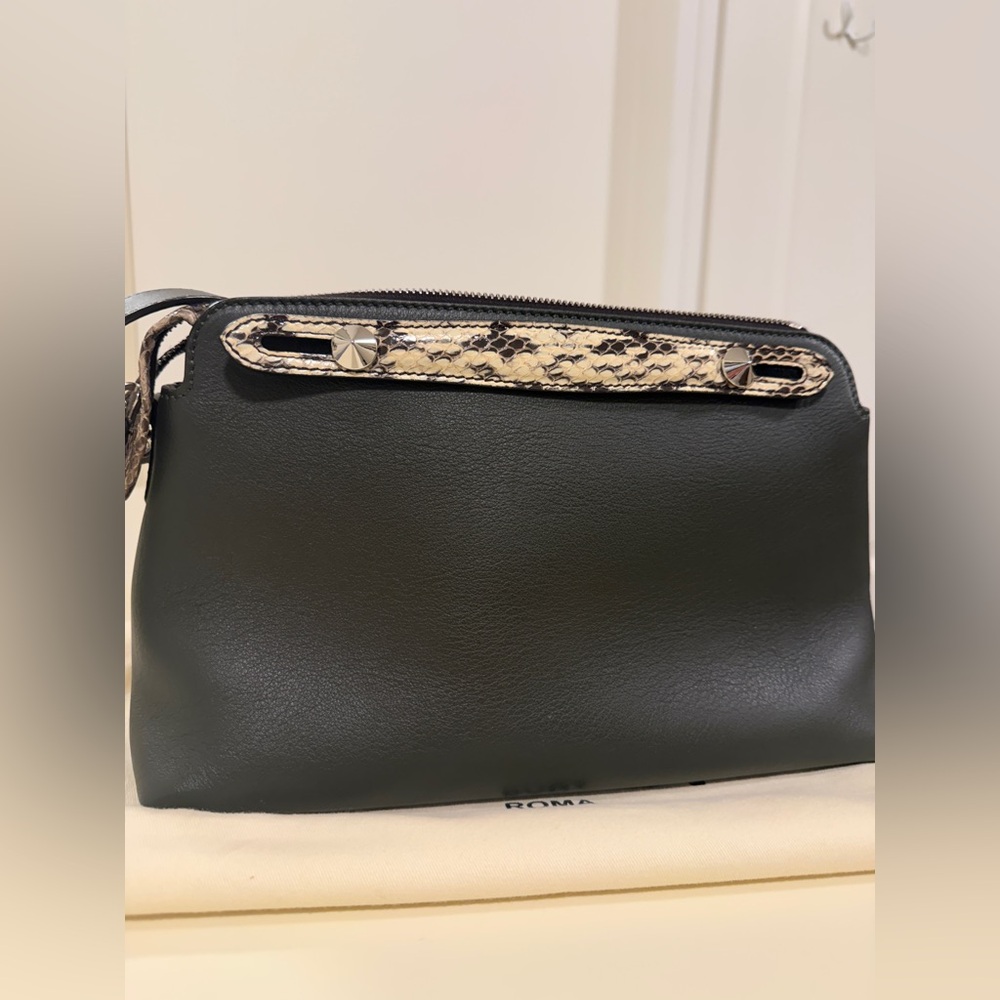 Fendi Black Crossbody Bag with Snake-Print Trim